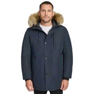 Calvin Klein Men's Arctic Faille Water Resistant Parka with Removable Faux Fur L